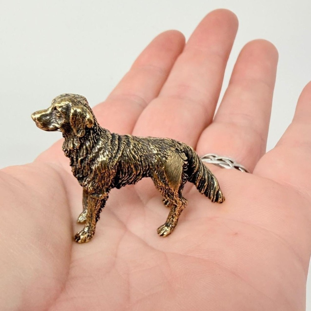Brass Golden Retriever Dog Figurine Standing Desk Decor Dog Lover Gift